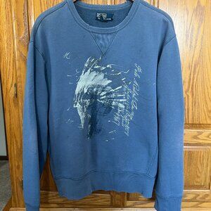 RARE 90's Vintage POLO RALPH LAUREN Distressed Blue Indian Head Sweatshirt - L